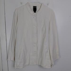 Eileen Fisher Jacket Womens XL Collarless Linen Cotton Blend Blazer Texture